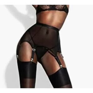 SOFSY Mesh Garter Belt with 6 Straps for Thigh High Stockings